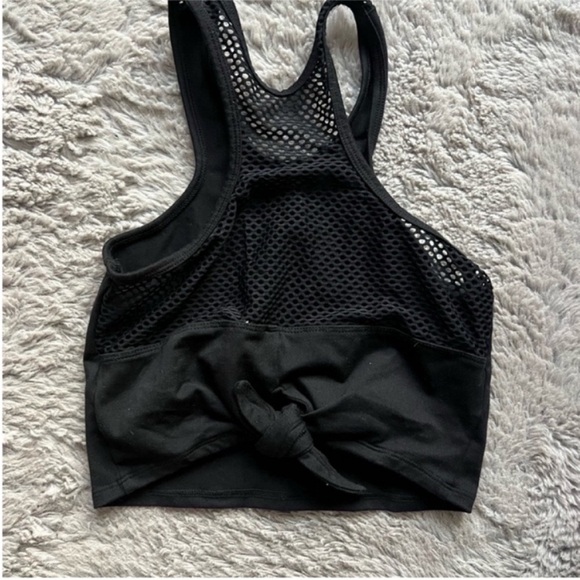Bombshell Sportswear Black Mesh Tie Crop Top XS - Picture 3 of 5